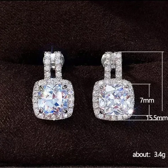 Fashion Silver Color Earrings for Women White Cubic Zirconia Earrings Jewelry - Picture 4 of 4